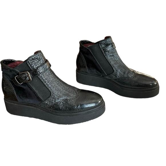 Donna Piu Platform Black Leather & Velvet Boots with Buckle size 9.5 - Picture 13 of 16